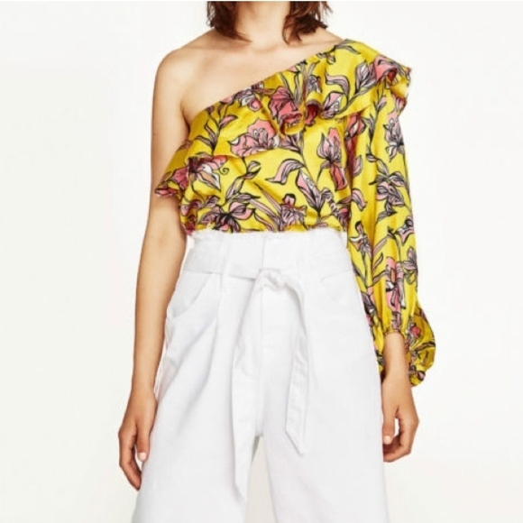 Floral Yellow and Pink Women's Top - Picture 2 of 12